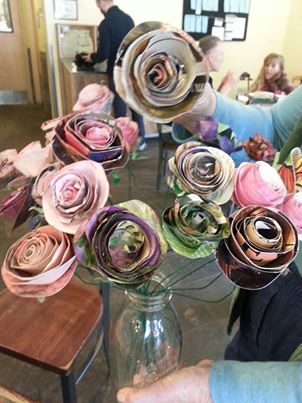We love knowing that our magazine can help make a positive difference in the lives of others. 
Cappy Tosetti has started project with @[271595902873351:274:Open Hearts Art Center] of making flowers with up cycled Laurels! Thank you, Cappy!

Read more about Open Heart Arts Center: http://www.thelaurelofasheville.com/spotlight-on-open-heart-arts-center.html
